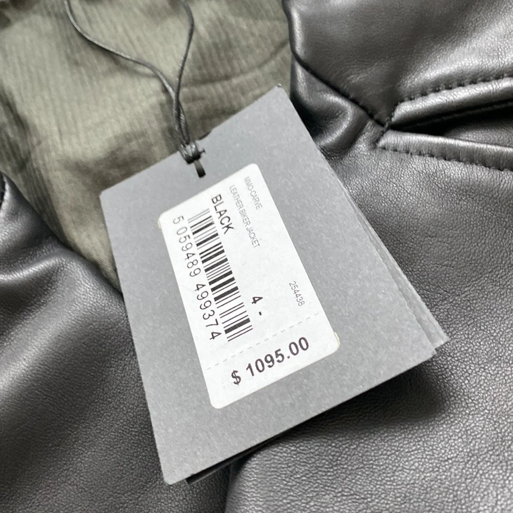 Brand NWT - Ted Baker Carve - Black Leather Biker Jacket - Size 4 (USA size L) - Picture 7 of 15